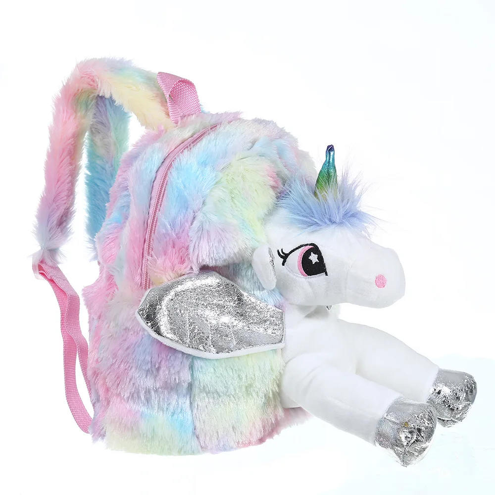 fluffy unicorn school bag
