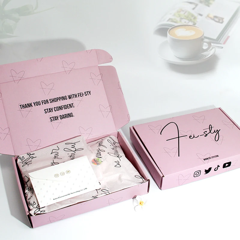 Обычная упаковка почтовых ящиков (бумажная карта + упаковочная бумага + небольшая наклейка), Упаковочная бумажная коробка для отправки логотипа на заказ