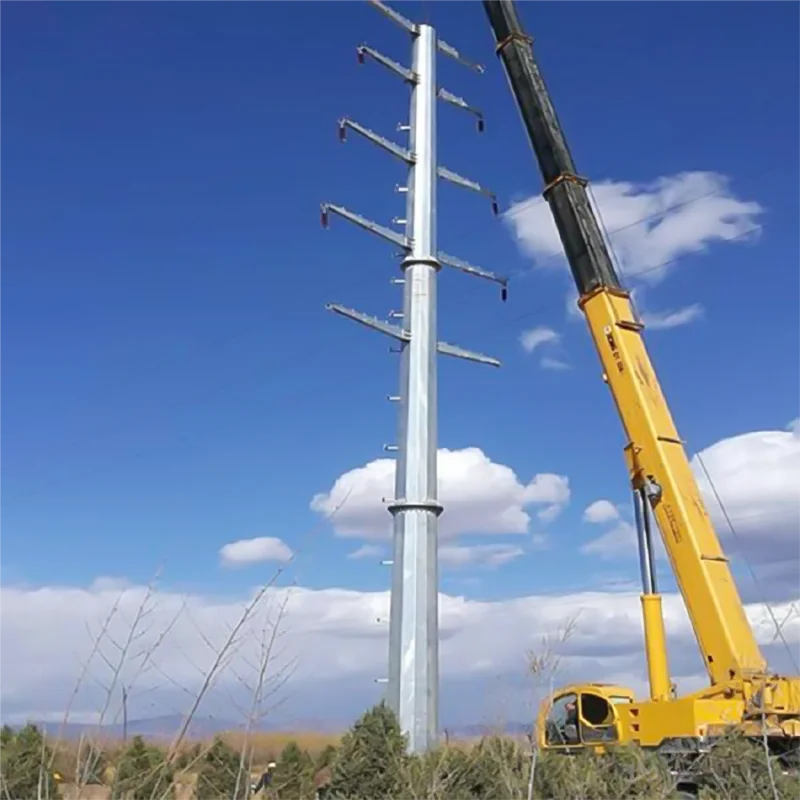 product q355b galvanized steel pole 10kv 11kv 33kv 11m 12m tapered octagonal electrical power distribution pole-4