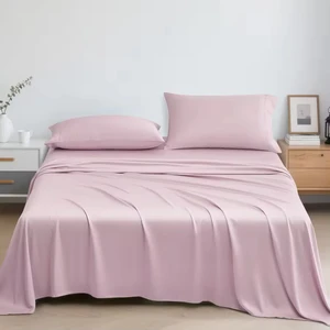 Luxury 4-Piece Bamboo Bedding Set Includes 1 Flat Sheet 1 Fitted Sheet 2 Pillowcases Sale on Home Use Bedding Set
