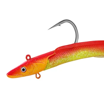 Cheery 12cm 23g Soft Baits T Tail Artificial Lures Set 6 Colors Eel Jig Head with Hand Lead Fishing Lure for Ocean Boat Fishing – Soft Lure – view 4