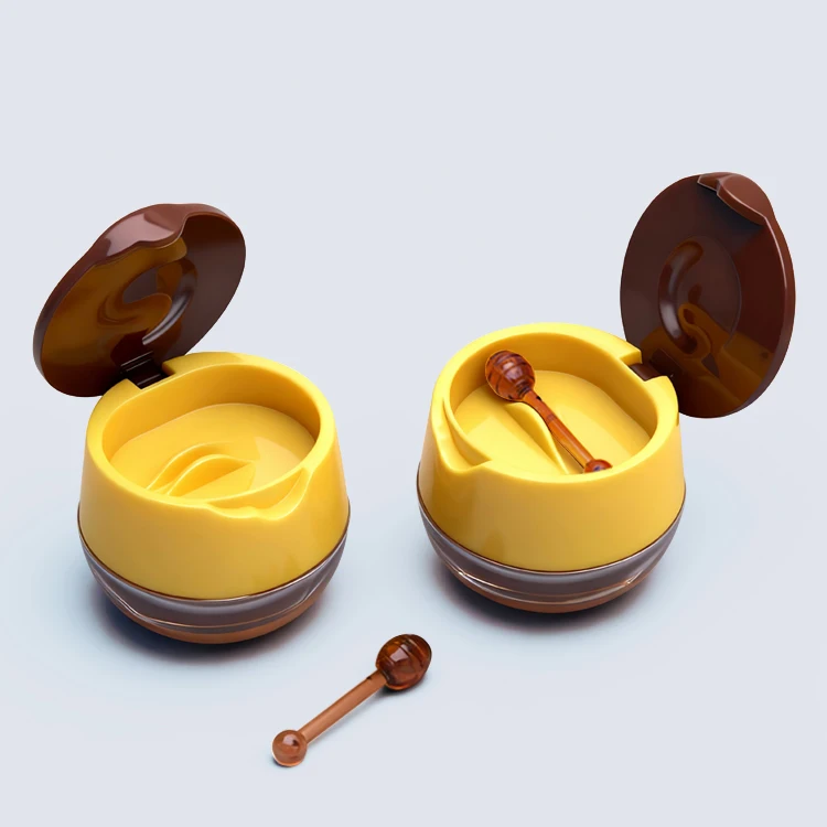 LS02 6g Unique Honey Shape Cute Design Small Lip Balm Lip Mask Scrub Container Jar With Applicator Cosmetic Plastic Jar