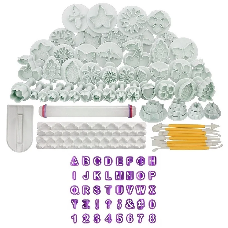 Factory Outlets Various Different Shape Plastic Plunger Fondant Cutter Set Cookie Cutter Letter Cutter