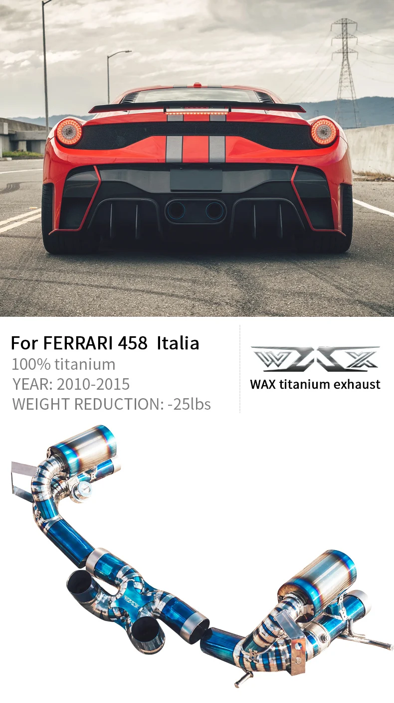 Performance Exhaust Catback For Ferrari 458 Titanium Valved Exhaust Pipe for Ferrari 458 2010-2015 Exhaust System