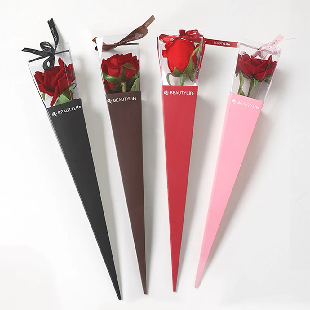 INUNION Handheld Gift Box Florist Flower Wedding Party Decoration Long Stem Rose Boxes Paper Flower Box with clear Window