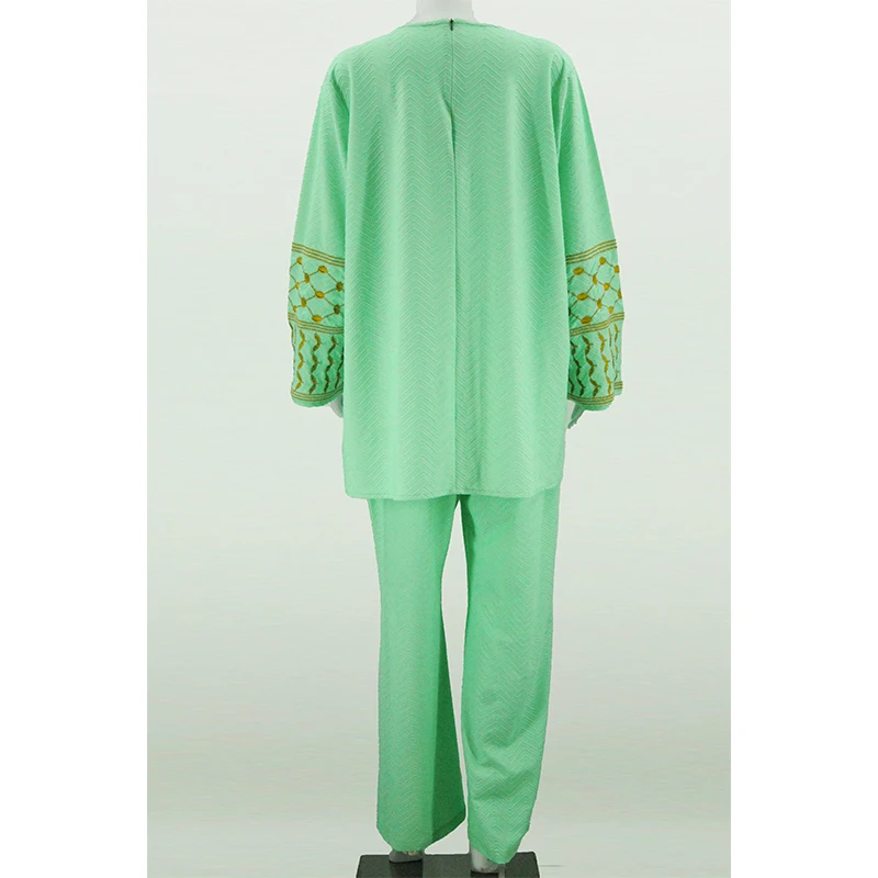 Manufacturer's Traditional Muslim Clothing Set 2-Piece Abaya with Embroidered Palestine Keffiyah Breathable and Comfortable