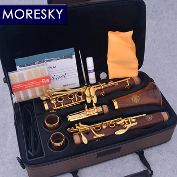 MORESKY Rosewood Bb Clarinet with Gold-Plated Keys - 18 Key