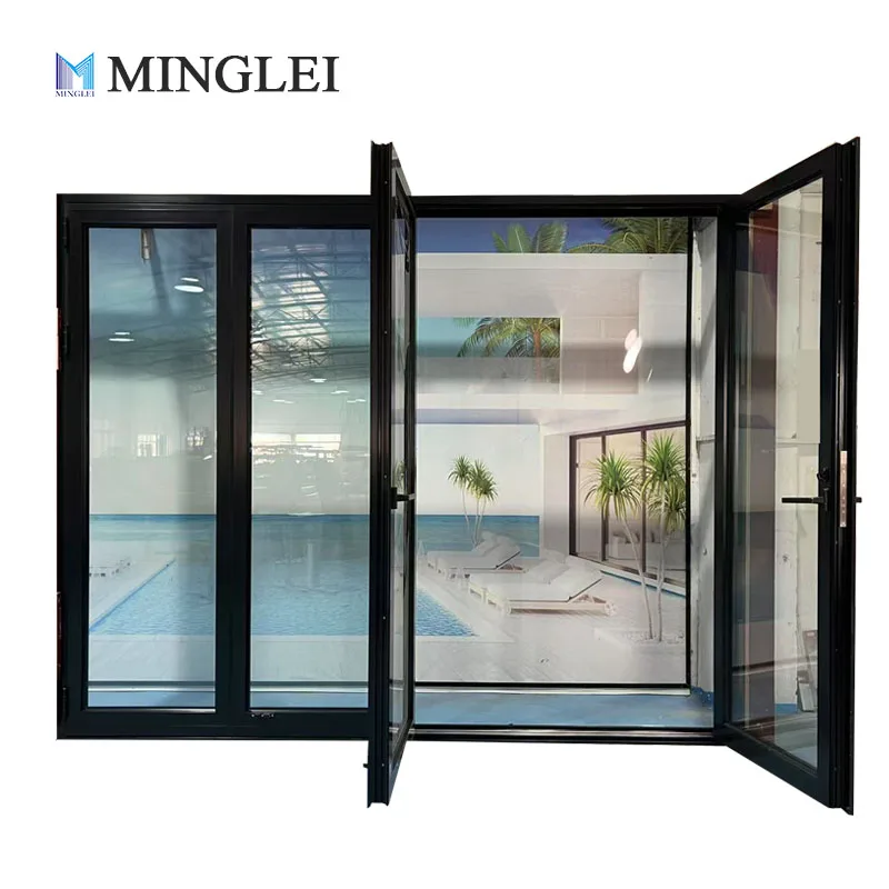 Modern Custom Double Triple Glazed Exterior Energy Efficient Folding Door Multi-Fold Door for Villa