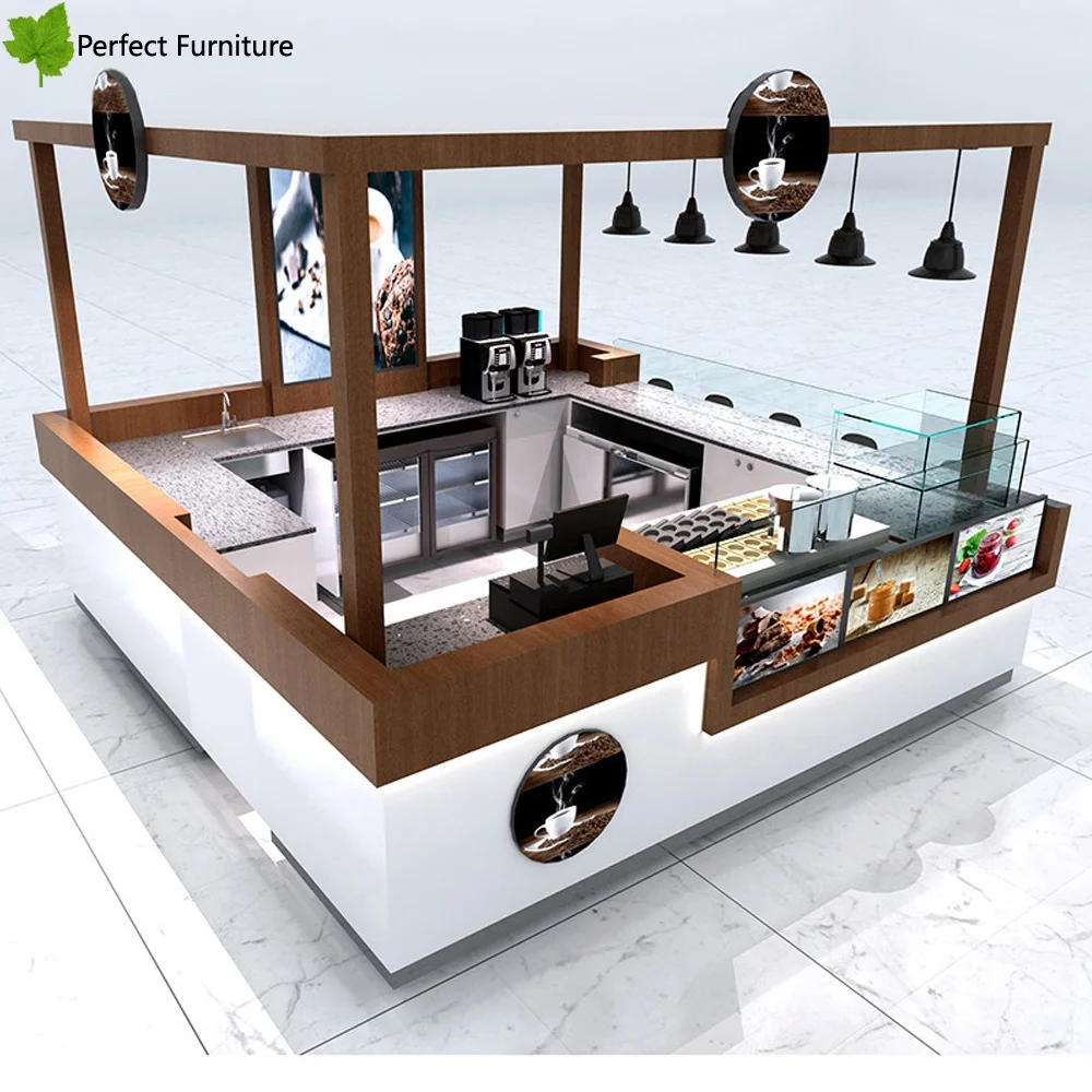 High End Coffee bar Counter Cafe Shop Design Customized Fast Food Kiosk