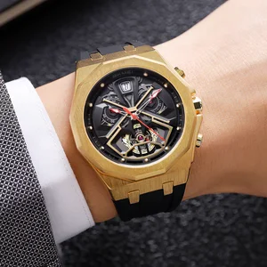 SKMEI 2432 New Arrival Fashion Irregular Waterproof Black Silicone Watch Custom Sport Alloy Case Quartz Watch for Men Relojes