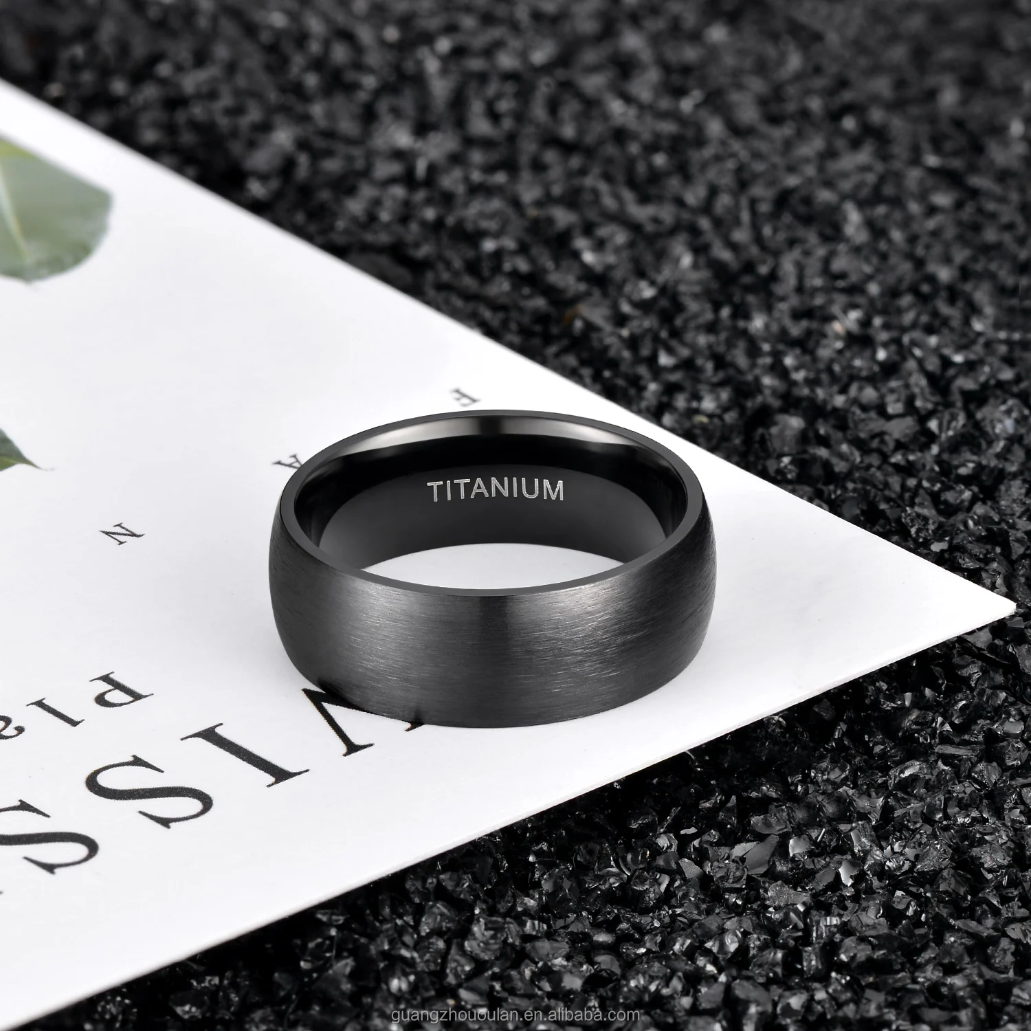 Somen 8mm Brushed Black Color Titanium Ring Men Women Wedding ...