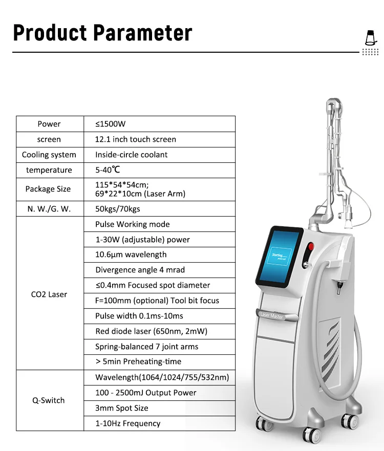 2 in 1 CO2 Fractional Laser+ Q Switch Skin Care Machine for Skin Carbon Peel Professional Fractional Skin Firm