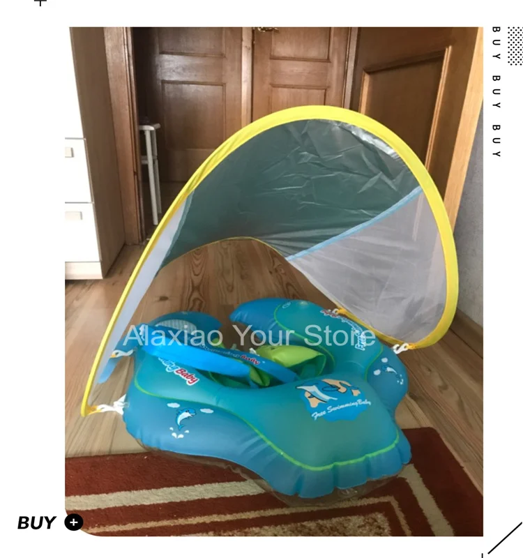New Baby Swimming Float Lying Ring With Sun Visor Baby Swimming Float