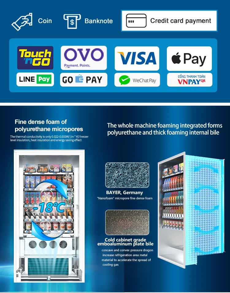 TCN Frozen Food Vending Machine Frozen Dumpling Frozen Meat Vending