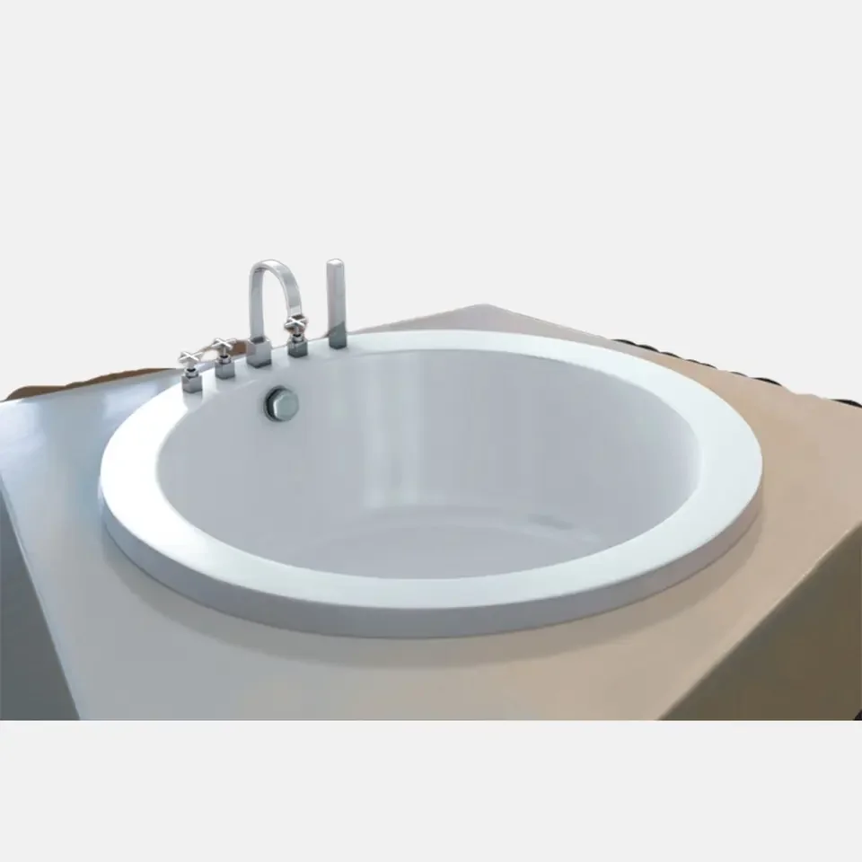 Unique Modern Design Round Solid Whirlpools Bathing Tub with Faucets and Showers Embedded Massage Bathtub