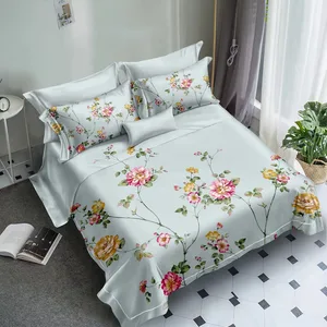 Factory Price Ultra Soft 4 Piece Microfiber Duvet Cover Set 3D Digital Print Flores Bed Sheet Bedding Set