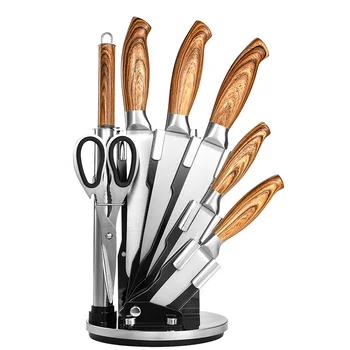 Kitchen Tools & Kitchen Gadgets 8 Pieces Stainless Steel Hollow Handle Cooking Knife Set Chef Knife Set with Acrylic Stand