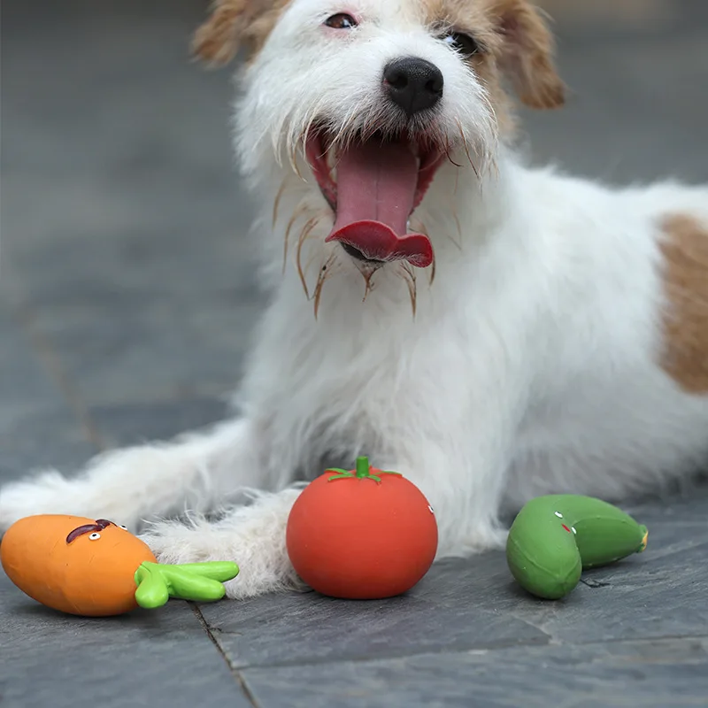 柔らかく丈夫な天然ラテックス製犬用おもちゃ、キュートなキュウリ
