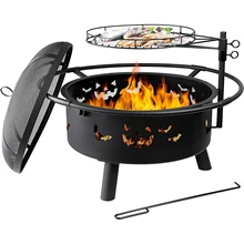 Top seller big size deep outdoor camping fire pit wood burning garden fire pit with Bbq Grill