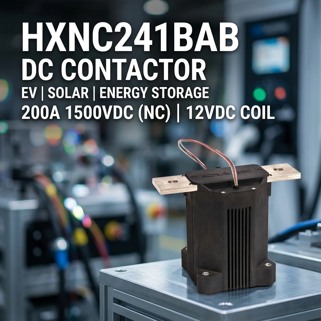 รีเลย์กระแสตรงแรงสูง (HV DC Relay) ขดลวด 12V รุ่น HXNC241BAB สำหรับ Sensata-Gigavac กระแสสูงสุด 200A, แรงดันขับ 12VDC, แรงดันสูงสุด 1500VDC, แบบปกติปิด (Normally Closed: NC) สำหรับชิ้นส่วนแบตเตอรี่รถยนต์ไฟฟ้า (EV)