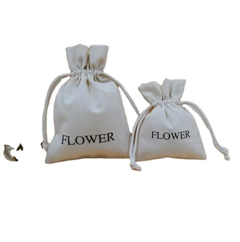 Custom White Bag Cotton Drawstring Pouch Personalized Logo Printed Gift Packaging Cosmetic Bags Jewelry Package Bag