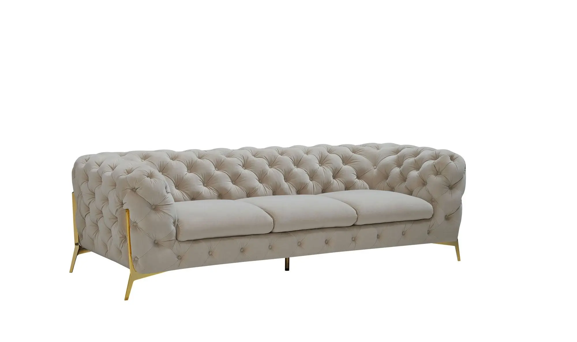 Modern Love Seat Tufted Chesterfield Velvet 3 Seat Sofa Large Comfy ...