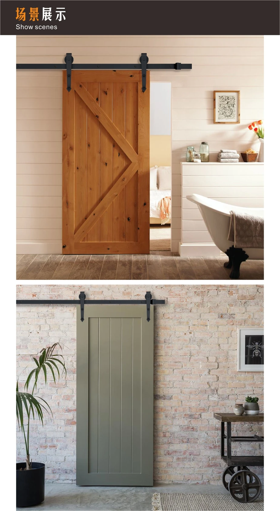 Sliding Barn Door Track Kit For Single Wooden Door Use Easy Install