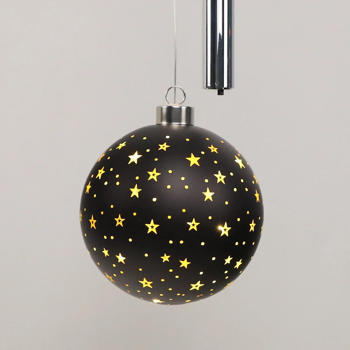 Christmas Window Decoration custom engraved star bauble illuminated 100 120 mm Christmas globe hanging glass light with chain factory