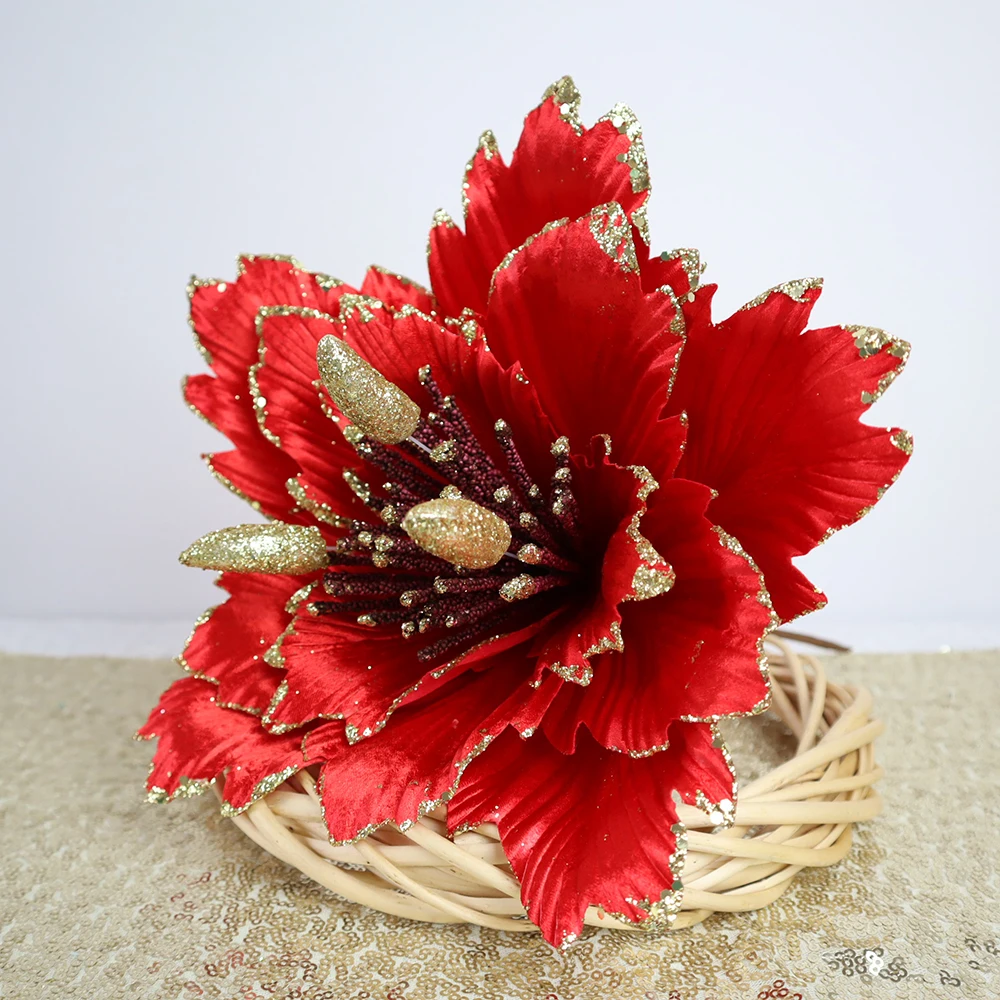 Wholesale Artificial Flower Big Artificial Decoration Poinsettia Large