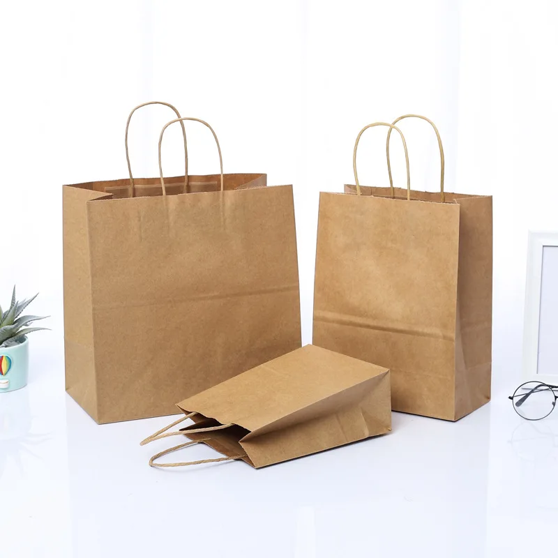 New Year Red Kraft Paper Bag Full Moon Design Festive Wedding Housewarming Birthday Gift Thick Woven Rope Offset Printing