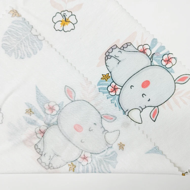 Eco-friendly Bamboo Material Single Jersey Fabric , Soft Hand Feel Printed Cotton Jersey Fabric for Sale/ details