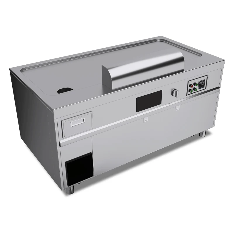 Commercial Teppanyaki Grill Table Built-in Exhaust System Stainless Steel  Electric/Induction/Gas Adjustable Temperature Control - Main Image