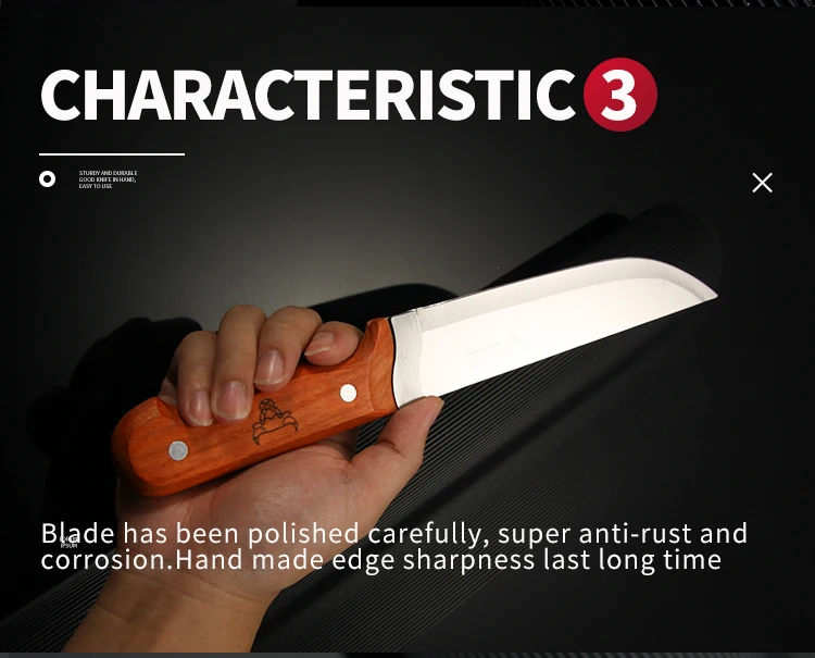 Online Popular Selling Kitchen Knives Set 3pcs Stainless Steel Kitchen Knife With Wooden Handle