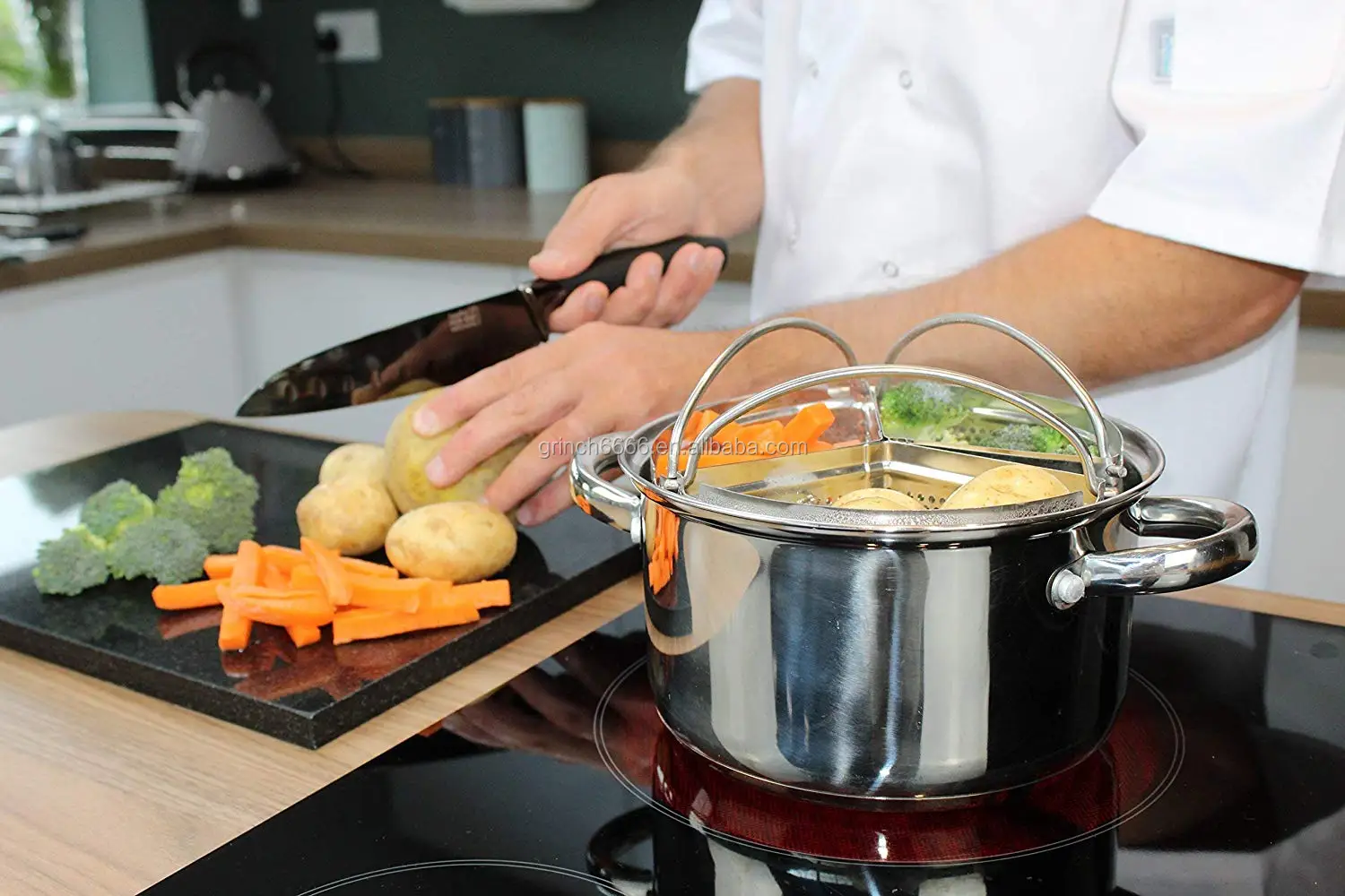 Saucepan Triple Divider and Separator Set  18cm Stainless Steel Strainer Saucepan Divider Baskets Pressure Cooker Accessories