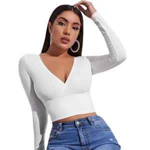 Women's Casual Knitted T-shirt Short Sleeve Spring Autumn Short CropTop Solid Color O-Neck Pullover