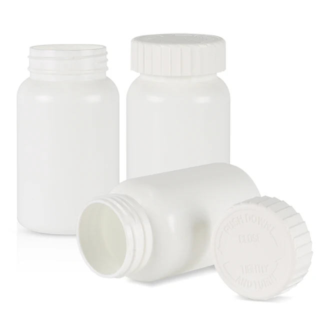 Elite White HDPE Container 200ml Oblique Design Child Proof Cap Preferred by Major Supplement Brands