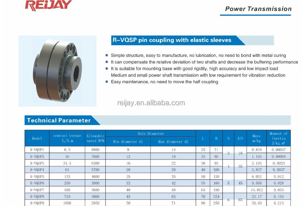 Industry Gearbox Pin Couplings Shaft Coupling With Elastic Sleeves