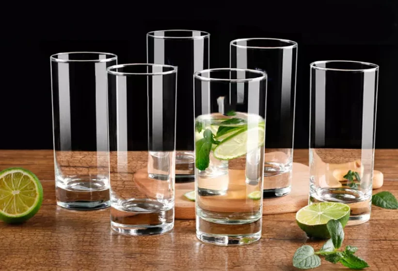 Customized Round Transparent Glass Water Cups Drinking Juice Beer Wine Highball Glasses Cups for Wedding Restaurant Glassware