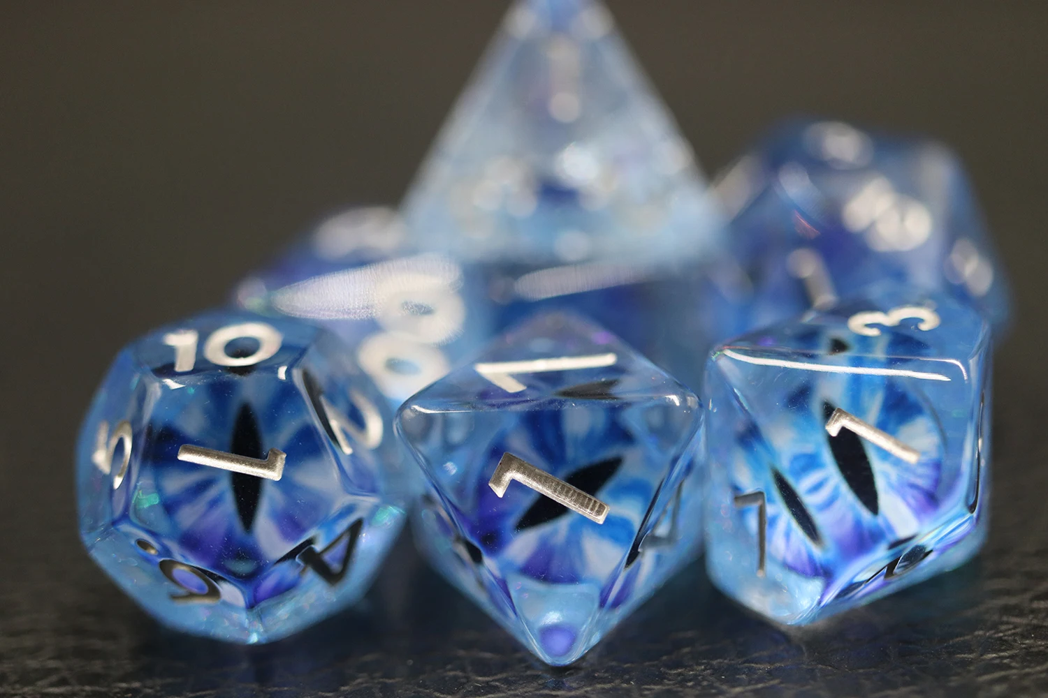 7-Piece Blue Dragon Eye Resin D&D Dice Set Polyhedral Soft Edge for Dungeons and Dragons Players factory