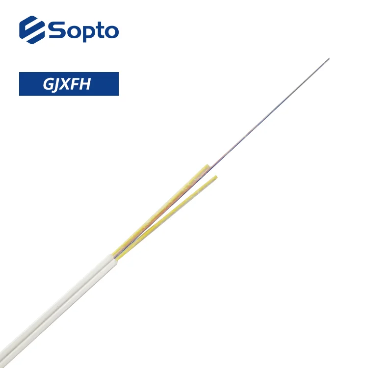 Sopto High Quality Fiber Optical Drop Cable 1 2 4 Core With KFRP Indoor LSZH Communication Fiber Drop Cable