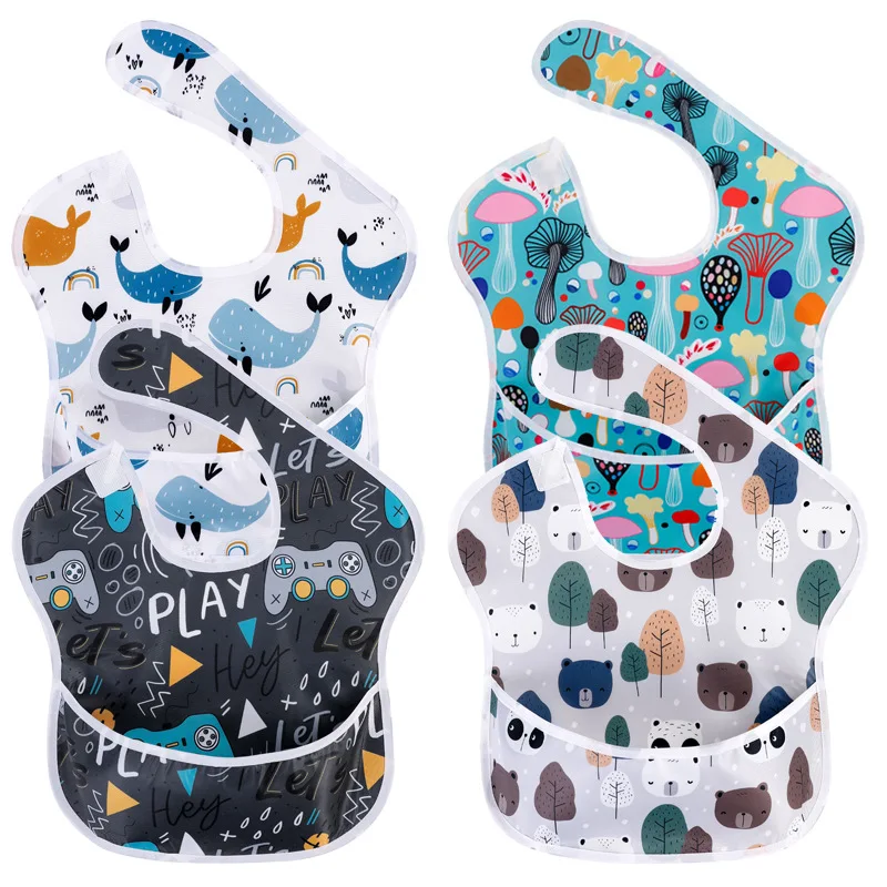 Cute Cartoon Print Infant Baby Feeding Bib Waterproof PUL Baby Bandana Bibs manufacture