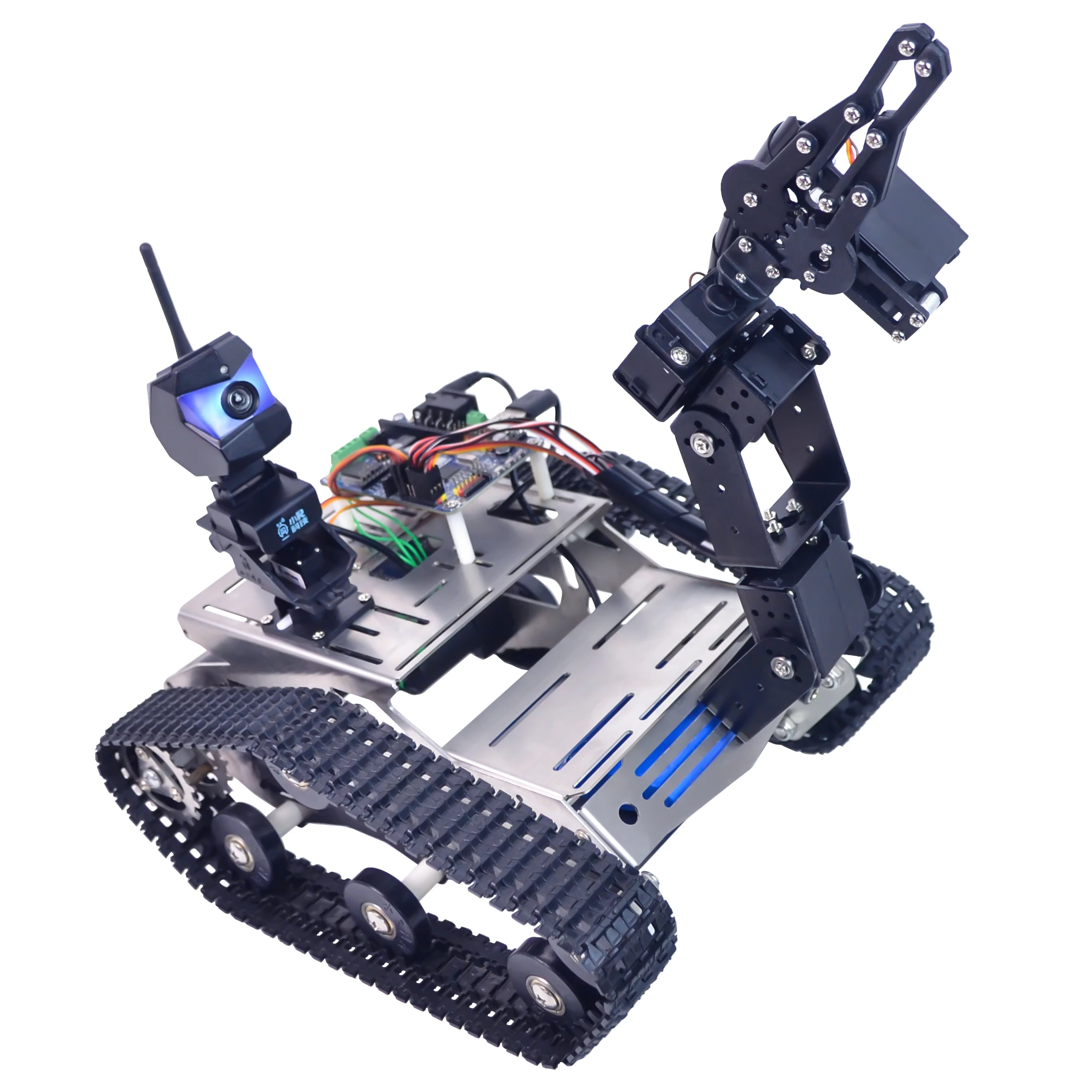 XiaoR Geek Hot sale TH Toy Robot Tank Car DIY wireless WIFI smart robot car with AR DUINO 2560 style robot car