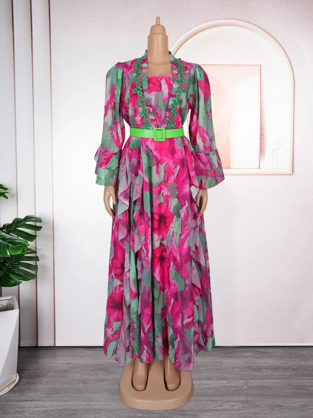 New Design Sequin Rhinestone Dress Chiffon Dress Plus Size African Dashiki  Abaya Women Evening Dress