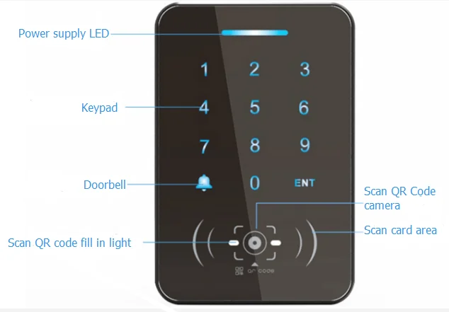 13.56MHz QR Code Access Control Scanner QR Code Non-Keypad Standalone Control Rfid Reader Access Control Systems