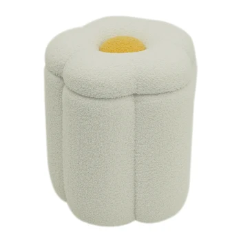 Luxury Upholstered Space Saving Tufted Round Velvet Stool Footrest Footstool Ottoman for Living Room