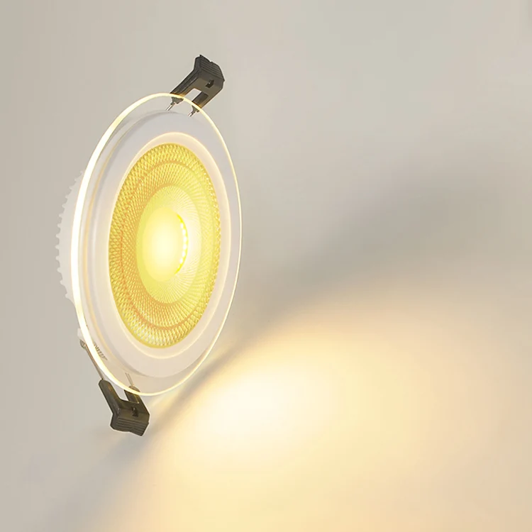 AKKO STAR HIGH LUMEN LED GLASS  ROUND PANEL LIGHT CEILING PANEL LIGHT WHITE and WARM 8INCH 25W