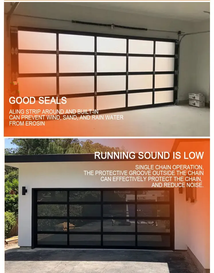 Modern 9x7 Full View Residential Door Aluminum 16x8 Usa Standard Frosted Tempered Glass Garage Doors