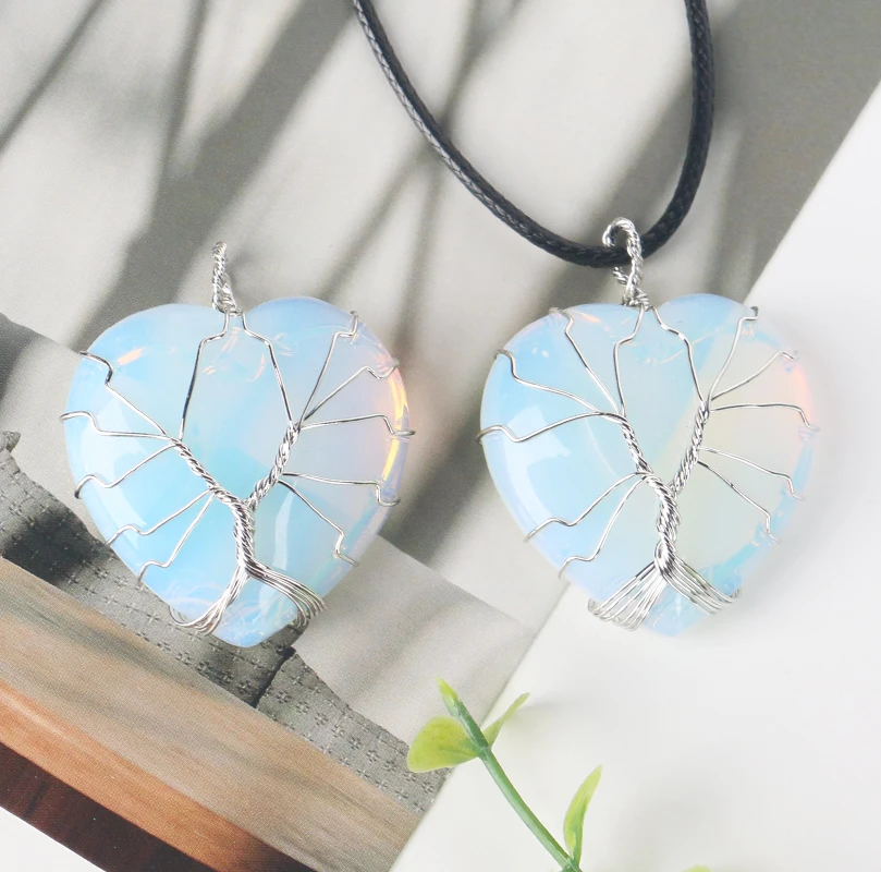 DIY Wire Wrapped Crystal Pendant Heart Crystal Pendants Necklace