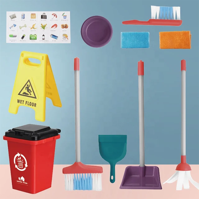 Детские игрушки для ролевых игр 14 шт. метла ведро домик пластиковые игрушки Мини Набор для чистки