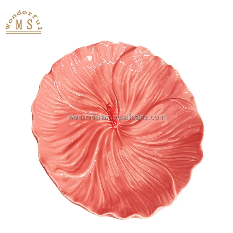 Red Porcelain rose daisy dish Shape Holders embossed 3d flower Style Kitchenware Ceramic sunflower canister dish Tableware tray